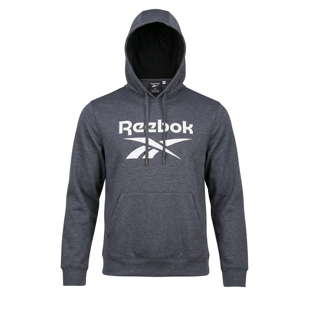 Reebok Mens 2XL Charcoal Heather Grey Graphic Logo Fleece Hoodie FW4J259Z0917